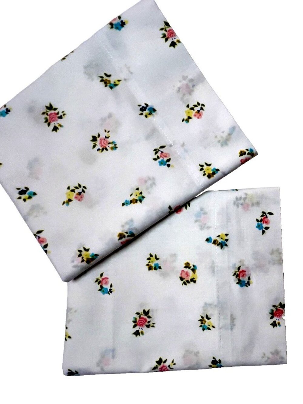 1980s Cannon Monticello Pillowcases Standard Mini Flower Print Pastel VTG USA